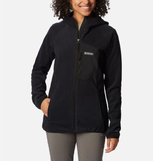 Columbia Outdoor Tracks Hooded Full Zip Women's Fleece Jacket Black | YMXLPK-582