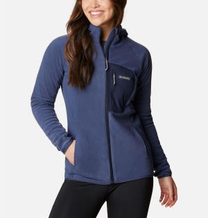 Columbia Outdoor Tracks Hooded Full Zip Women's Fleece Jacket Navy | QNCDIR-138