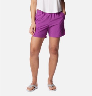 Columbia PFG Backcast Water Women's Shorts Purple | UTIXMK-106