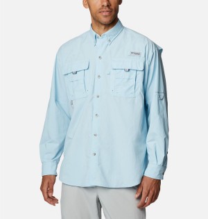 Columbia PFG Bahama II Long Sleeve Men's Shirt Blue | CFKTXR-279