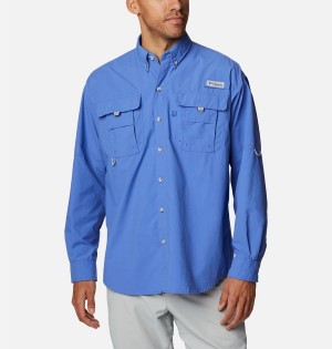 Columbia PFG Bahama II Long Sleeve Men's Shirt Blue | EBRWDT-653