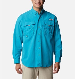 Columbia PFG Bahama II Long Sleeve Men's Shirt Turquoise | OUPZIL-514