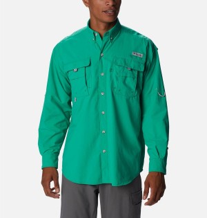 Columbia PFG Bahama II Long Sleeve Men's Shirt Green | KXLYZS-758