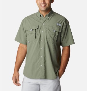 Columbia PFG Bahama II Short Sleeve Men's Shirt Green | HZGCBF-142