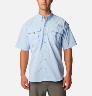 Columbia PFG Bahama II Short Sleeve Men's Shirt Blue | PMKLYJ-157