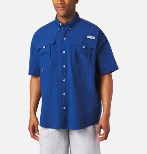 Columbia PFG Bahama II Short Sleeve Men's Shirt Blue | FWKRXG-765