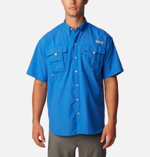 Columbia PFG Bahama II Short Sleeve Men's Shirt Blue | JCQMDE-816