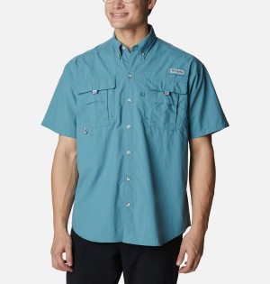 Columbia PFG Bahama II Short Sleeve Men's Shirt Turquoise | KXVRTS-256