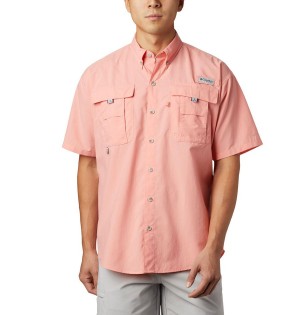 Columbia PFG Bahama II Short Sleeve Men's Shirt Pink | LUSHDN-260