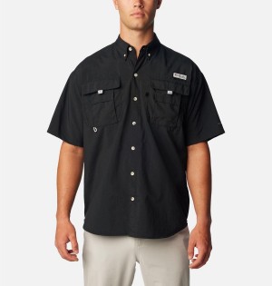 Columbia PFG Bahama II Short Sleeve Men's Shirt Black | LVTKZX-408
