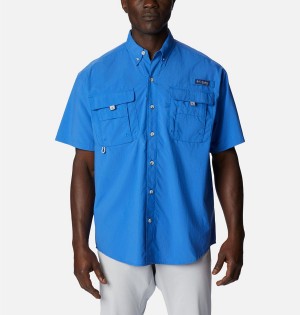 Columbia PFG Bahama Icon Short Sleeve Men's Shirt Blue | FJPQKH-072