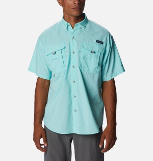 Columbia PFG Bahama Icon Short Sleeve Men's Shirt Turquoise | JPZILS-658