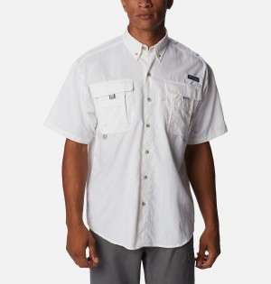 Columbia PFG Bahama Icon Short Sleeve Men's Shirt White | GQNDBS-304