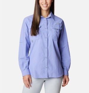 Columbia PFG Bahama Long Sleeve Women's Shirt Purple | WASCJE-428