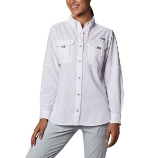 Columbia PFG Bahama Long Sleeve Women's Shirt White | SQIEKG-305