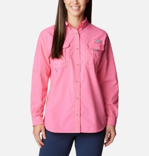 Columbia PFG Bahama Long Sleeve Women's Shirt Pink | PVANDB-264