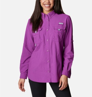 Columbia PFG Bahama Long Sleeve Women's Shirt Purple | APFURZ-385