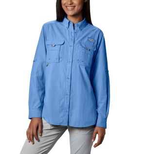 Columbia PFG Bahama Long Sleeve Women's Shirt Blue | SZWLOT-840