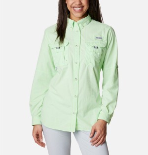 Columbia PFG Bahama Long Sleeve Women's Shirt Green | NOUQBC-982