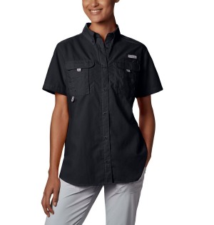 Columbia PFG Bahama Short Sleeve Women's Shirt Black | WBFKQC-954