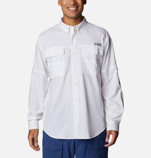 Columbia PFG Blood and Guts IV Woven Long Sleeve Men's Shirt White | SGXYBF-024