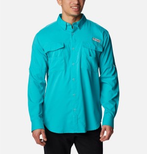 Columbia PFG Blood and Guts IV Woven Long Sleeve Men's Shirt Turquoise | CWFLKG-591
