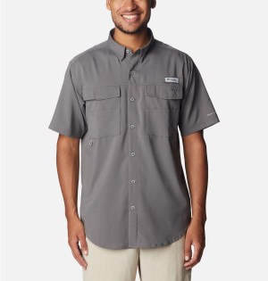 Columbia PFG Blood and Guts IV Woven Short Sleeve Men's Shirt Grey | KSICQW-614