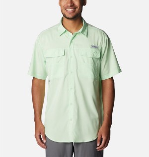 Columbia PFG Blood and Guts IV Woven Short Sleeve Men's Shirt Green | LAOIEK-489