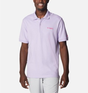 Columbia PFG Bonefish Pique Men's Polo Shirt Purple | MJSANW-281