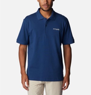 Columbia PFG Bonefish Pique Men's Polo Shirt Blue | ZEKSFD-832
