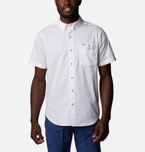 Columbia PFG Bonefish Short Sleeve Men's Shirt White | IPJCVN-409