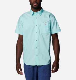 Columbia PFG Bonefish Short Sleeve Men's Shirt Turquoise | ATGIYW-347