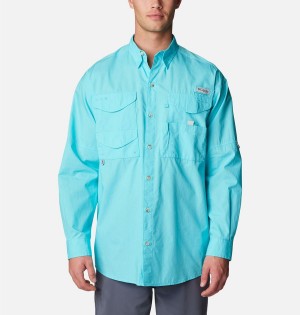 Columbia PFG Bonehead Long Sleeve Men's Shirt Blue | MHNETF-703