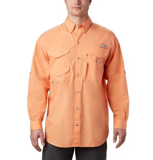 Columbia PFG Bonehead Long Sleeve Men's Shirt Orange | HXGUPJ-735