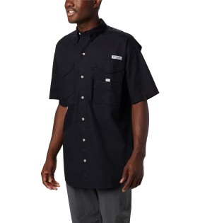Columbia PFG Bonehead Short Sleeve Men's Shirt Black | CLRJKQ-704