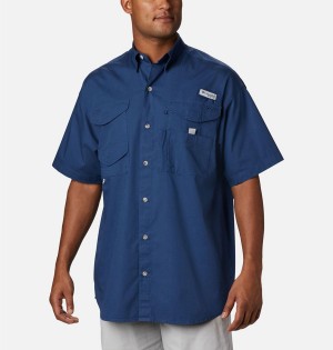 Columbia PFG Bonehead Short Sleeve Men's Shirt Blue | GOXTJV-496