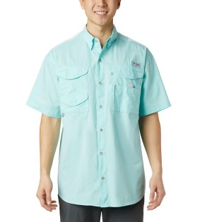 Columbia PFG Bonehead Short Sleeve Men's Shirt Turquoise | BMQVEK-270