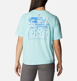 Columbia PFG Bramley Bay Relaxed Women's T-Shirt Blue | TBMGRS-928