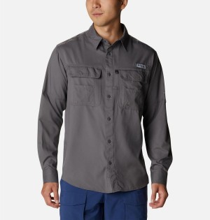 Columbia PFG Drift Guide Woven Long Sleeve Men's Shirt Grey | IEPUWZ-725