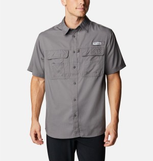 Columbia PFG Drift Guide Woven Short Sleeve Men's Shirt Grey | ILONSJ-806
