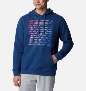Columbia PFG Elements Men's Hoodie Blue | GUALBH-065