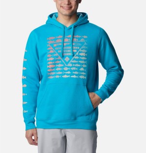 Columbia PFG Elements Men's Hoodie Turquoise | FAJBSM-863
