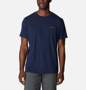 Columbia PFG Fish Flag Tech Short Sleeve Men's T-Shirt Navy | INKXYD-210