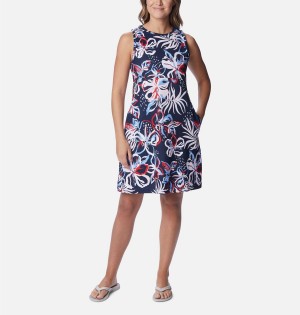 Columbia PFG Freezer Tank Women's Dress Navy | SCKMQI-245