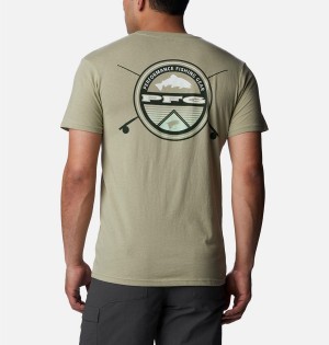 Columbia PFG Gharet Graphic Men's T-Shirt Olive | OCARVJ-582