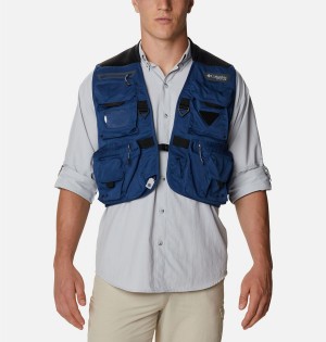 Columbia PFG Henry's Fork V Men's Vest Blue | OZPVDC-083