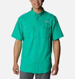 Columbia PFG Low Drag Offshore Short Sleeve Men's Shirt Green | LZETKH-670