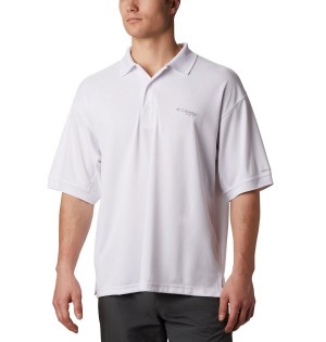 Columbia PFG Perfect Cast Men's Polo Shirt White | ZAOHVY-204