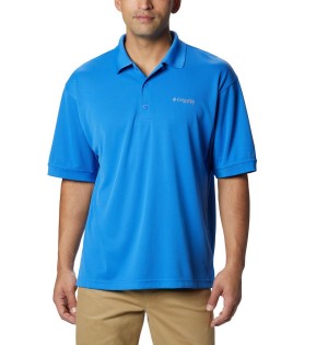 Columbia PFG Perfect Cast Men's Polo Shirt Blue | SCLEWQ-048