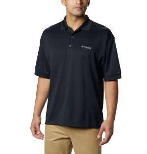 Columbia PFG Perfect Cast Men's Polo Shirt Black | WQKEXT-589